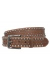 beltiscool Ceinture en cuir vieilli cloutée en métal argenté antique de 3,8 cm, peau, 117 cm
