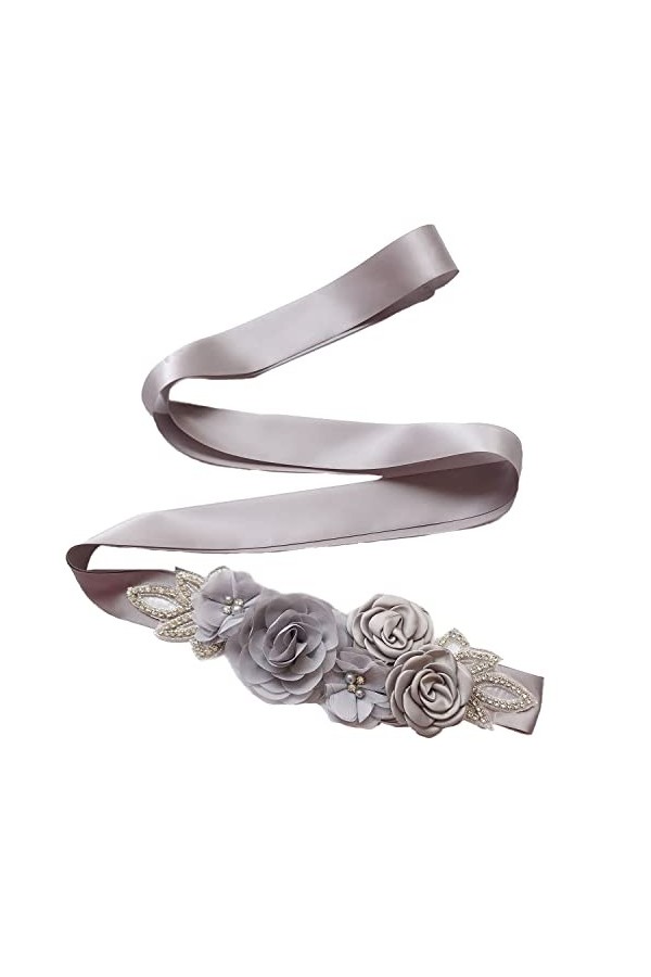 Ceinture avec fleurs perles strass pour mariée/robe de fête prénatale - bleu - taille unique