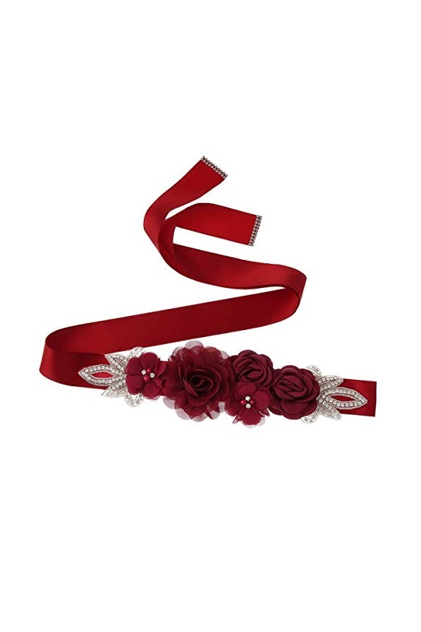 Ceinture avec fleurs perles strass pour mariée/robe de fête prénatale - bleu - taille unique