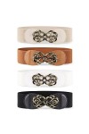 JasGood Lot de 4 ceintures larges pour femme - Ceinture élastique tendance - Ceinture en cuir extensible pour robe, A-Noir+Ma