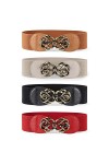 JasGood Lot de 4 ceintures larges pour femme - Ceinture élastique tendance - Ceinture en cuir extensible pour robe, A-Noir+Ma
