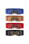 JasGood Lot de 4 ceintures larges pour femme - Ceinture élastique tendance - Ceinture en cuir extensible pour robe, A-Noir+Ma