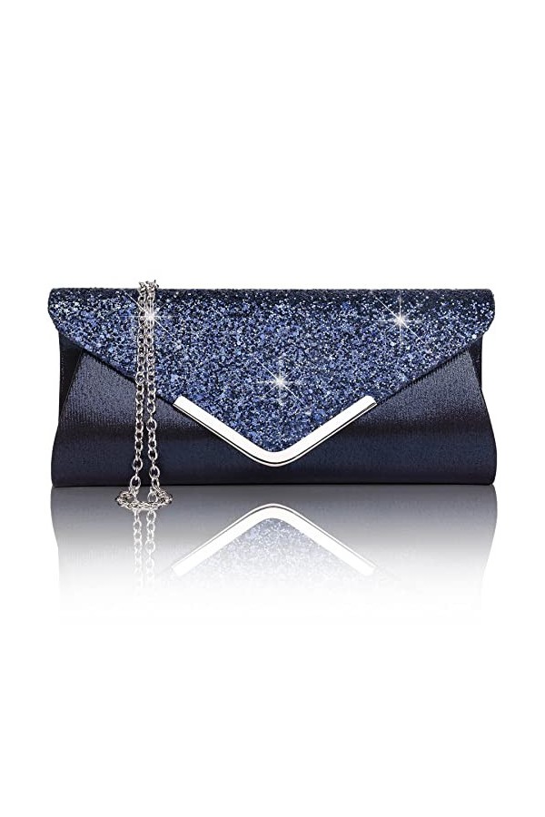 Larcenciel Pochette Enveloppe Sac de Soirée en Paillettes Brillant Argenté pour Femme Or 