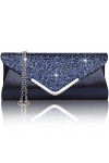 Larcenciel Pochette Enveloppe Sac de Soirée en Paillettes Brillant Argenté pour Femme Or 
