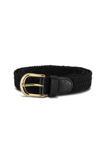 Streeze ceinture élastique pour femmes. 5 tailles. Extensible et tressée. 25 mm de largeur avec boucle en or Noir, XL 