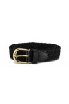 Streeze ceinture élastique pour femmes. 5 tailles. Extensible et tressée. 25 mm de largeur avec boucle en or Noir, XL 