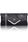 Larcenciel Pochette Enveloppe Sac de Soirée en Paillettes Brillant Argenté pour Femme Or 