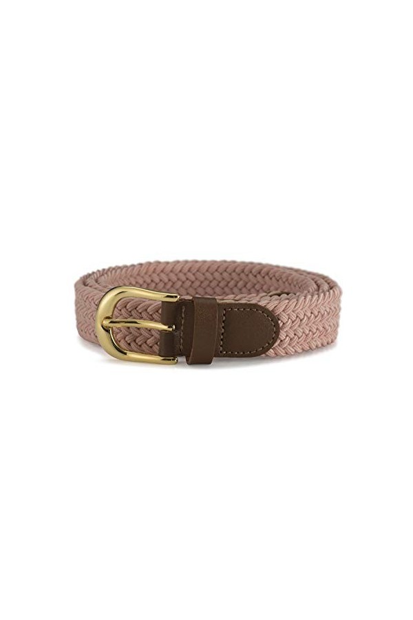 Streeze ceinture élastique pour femmes. 5 tailles. Extensible et tressée. 25 mm de largeur avec boucle en or Noir, XL 