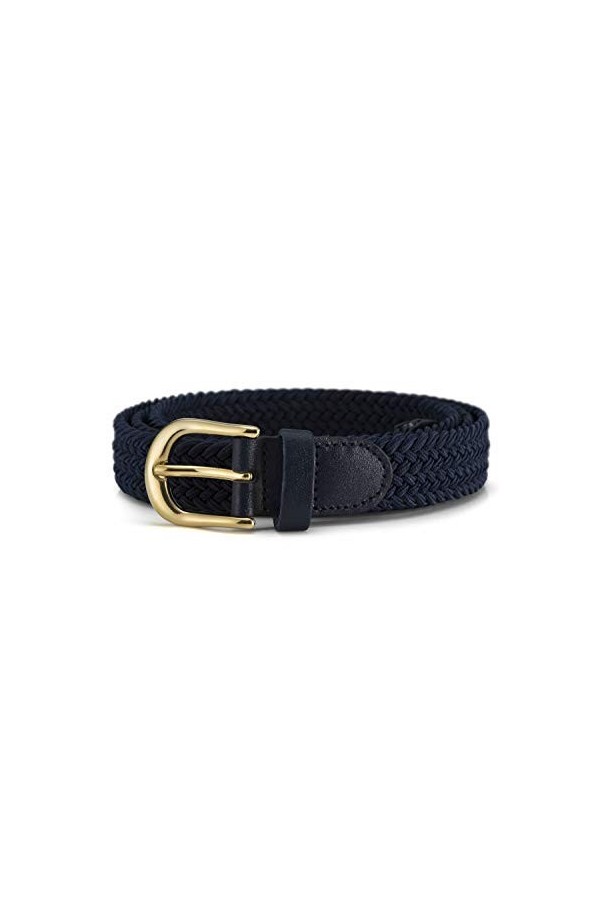 Streeze ceinture élastique pour femmes. 5 tailles. Extensible et tressée. 25 mm de largeur avec boucle en or Noir, XL 