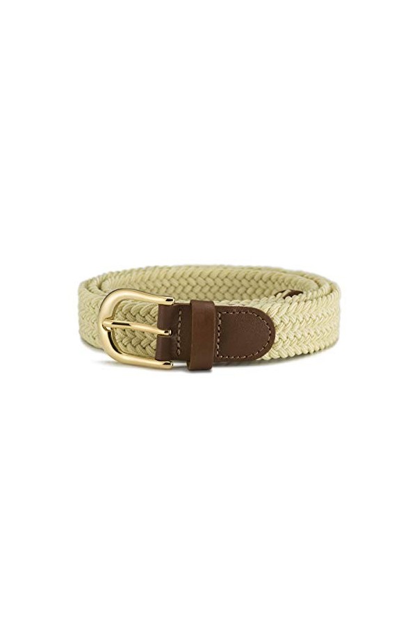 Streeze ceinture élastique pour femmes. 5 tailles. Extensible et tressée. 25 mm de largeur avec boucle en or Noir, XL 