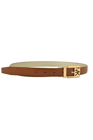 Michael Kors Ceinture réversible en cuir pour femme avec boucle dorée Marron – Taille L, marron, L