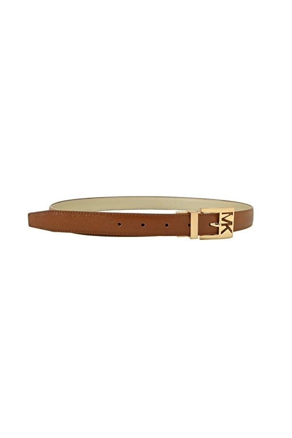 Michael Kors Ceinture réversible en cuir pour femme avec boucle dorée Marron – Taille L, marron, L