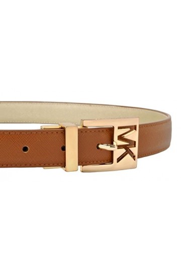 Michael Kors Ceinture réversible en cuir pour femme avec boucle dorée Marron – Taille L, marron, L