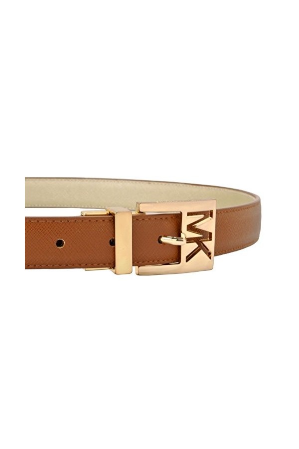 Michael Kors Ceinture réversible en cuir pour femme avec boucle dorée Marron – Taille L, marron, L
