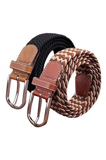 Lot de 2 ceintures élastiques tressées décontractées pour femme, Karebu&blwh, taille unique