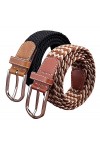 Lot de 2 ceintures élastiques tressées décontractées pour femme, Karebu&blwh, taille unique