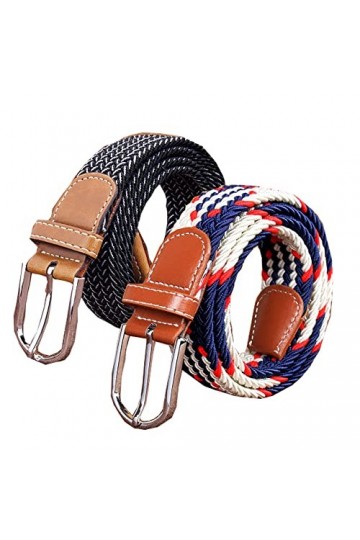 Lot de 2 ceintures élastiques tressées décontractées pour femme, Karebu&blwh, taille unique