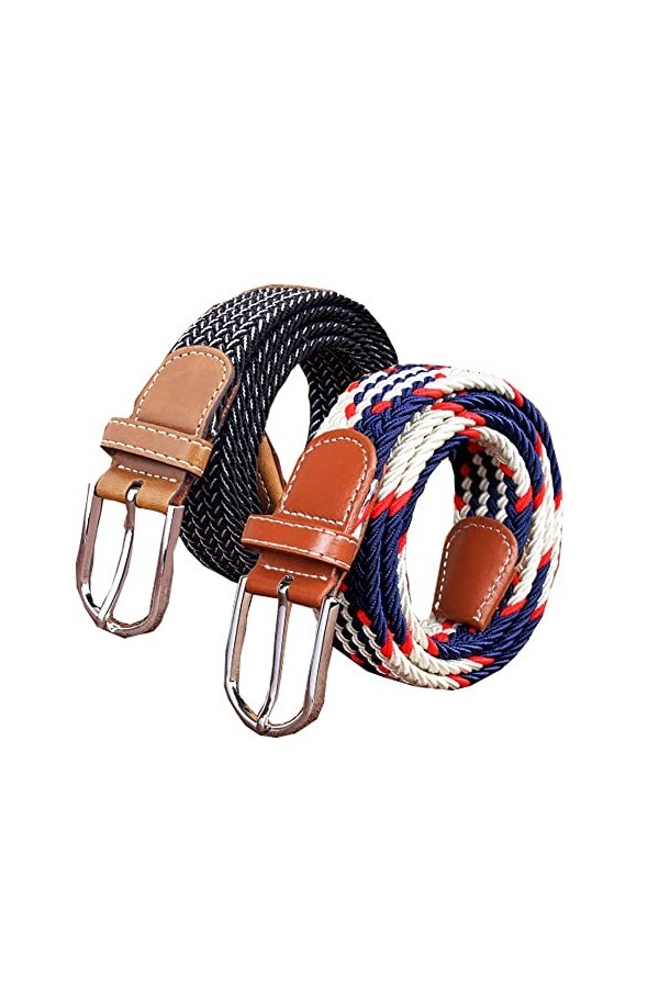 Lot de 2 ceintures élastiques tressées décontractées pour femme, Karebu&blwh, taille unique
