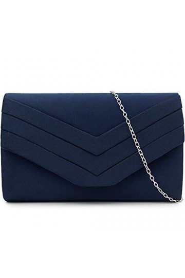 Milisente Femme Pochette En Daim Enveloppe Pochette Classique Sac De Soirée Noir 