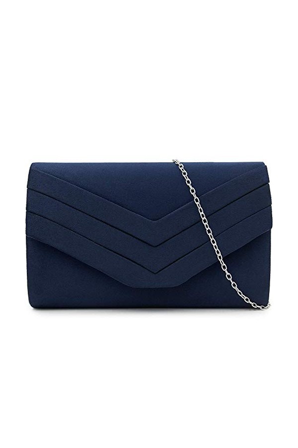 Milisente Femme Pochette En Daim Enveloppe Pochette Classique Sac De Soirée Noir 