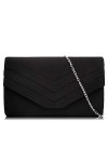 Milisente Femme Pochette En Daim Enveloppe Pochette Classique Sac De Soirée Noir 