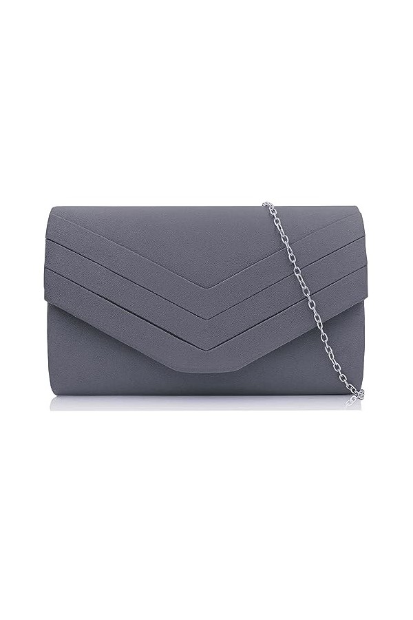 Milisente Femme Pochette En Daim Enveloppe Pochette Classique Sac De Soirée Noir 
