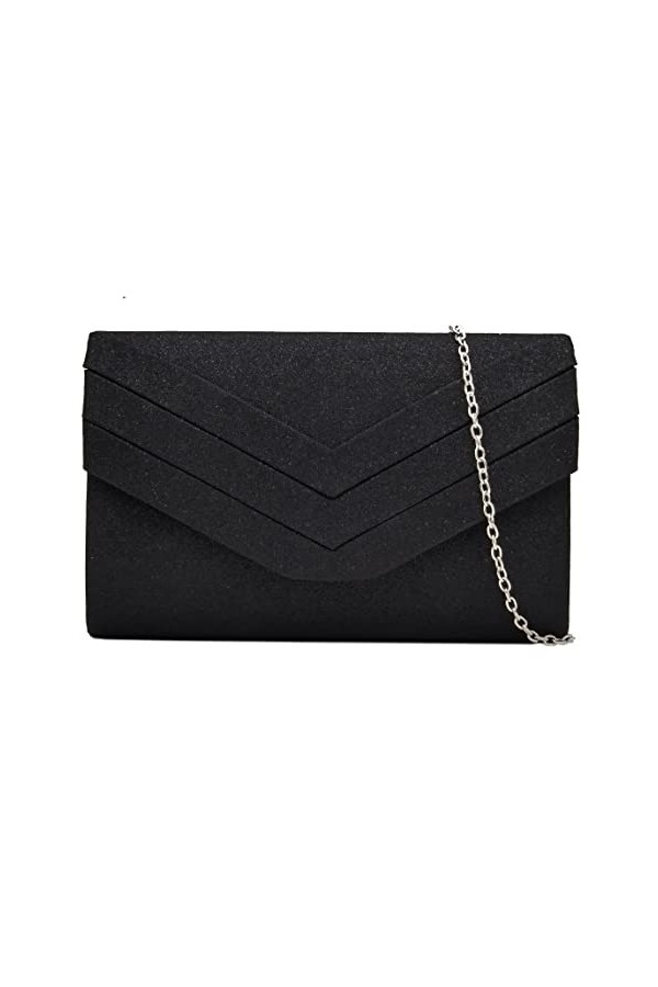 Milisente Femme Pochette En Daim Enveloppe Pochette Classique Sac De Soirée Noir 