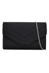 Milisente Femme Pochette En Daim Enveloppe Pochette Classique Sac De Soirée Noir 