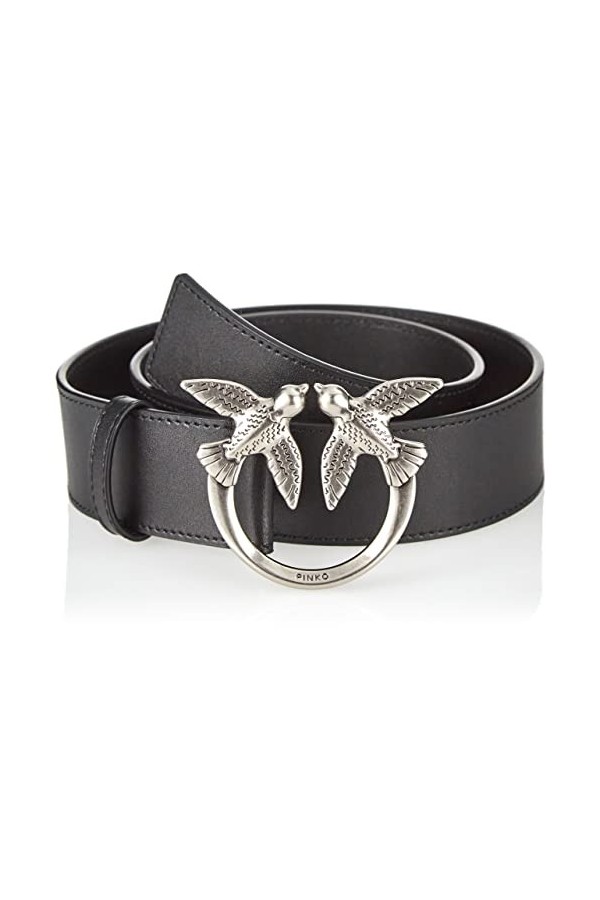 Pinko Love Berry Simply H4 Belt Vis Ceinture, Z99o_Noir-Old Silver, L Femme