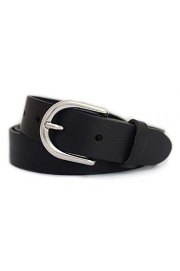 Ceinture fine en cuir pour femme - Noir - 3 cm - Fabriquée en Allemagne - 100 % cuir véritable, Noir, Taille Unique