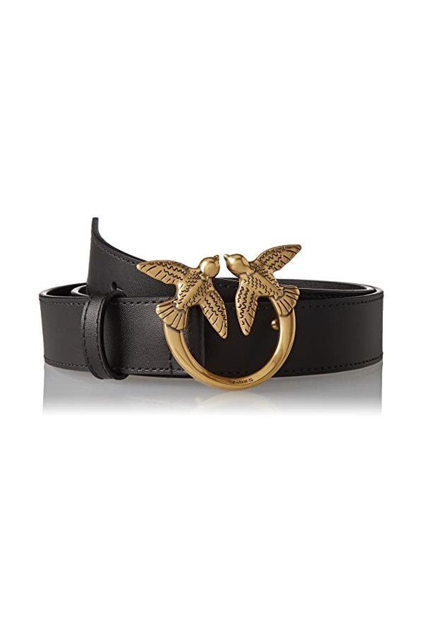 Pinko Love Berry Simply Belt H3 VIT. Ceinture, Z99q_Noir-Antique Gold, M Femme