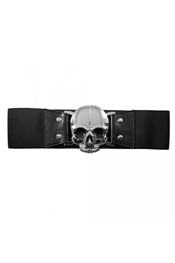 kreepsville 666 Ceinture élastique pour femme Tête de mort Noir - Black, size: 2XL/3XL 36-44 