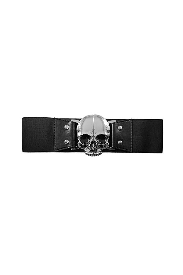 kreepsville 666 Ceinture élastique pour femme Tête de mort Noir - Black, size: 2XL/3XL 36-44 