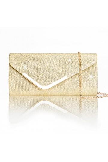 Larcenciel Pochettes Enveloppe et Clutches Femme, Chic Sac à Main Bandoulière de Soirée en Paillettes Brillant Argenté avec C