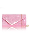 Larcenciel Pochettes Enveloppe et Clutches Femme, Chic Sac à Main Bandoulière de Soirée en Paillettes Brillant Argenté avec C