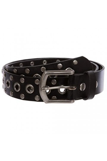 Ceinture décontractée en cuir massif avec rivets cloutés - Noir - 32W UK