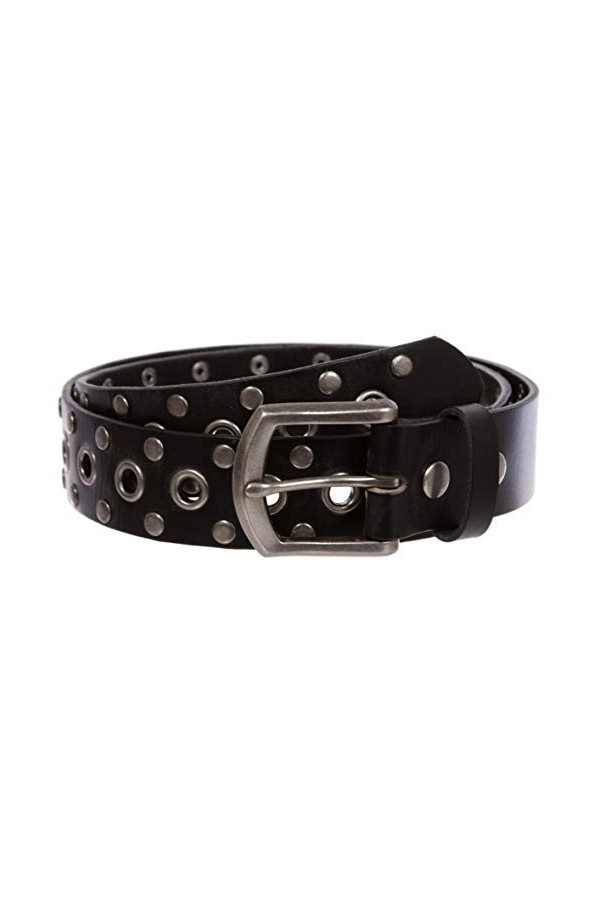Ceinture décontractée en cuir massif avec rivets cloutés - Noir - 32W UK