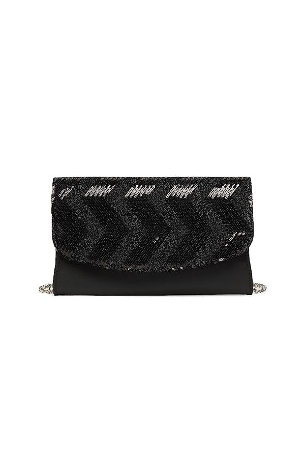 MISS LULU Petite Pochette pour Femmes avec Paillettes Brillantes, Sac Clutch Femme, Chaîne Argentée Amovible, Sac de Soirée p