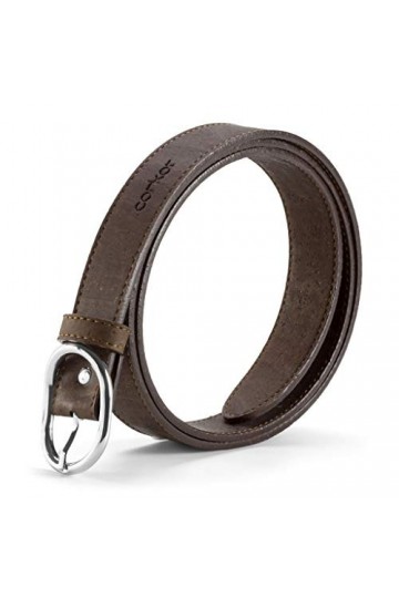 Corkor Ceinture en liège pour femme - 25 mm de large - Produit végétalien - Accessoire décontracté - Marron - Large