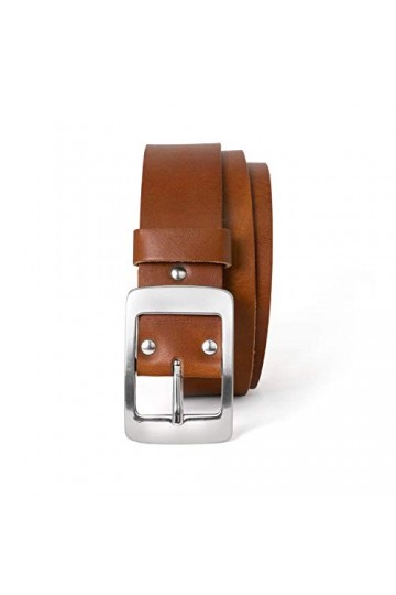 GREEN YARD Ceinture en cuir pour femme noire de 4 cm en cuir très solide, cognac, 115 cm taille-130 cm longueur totale