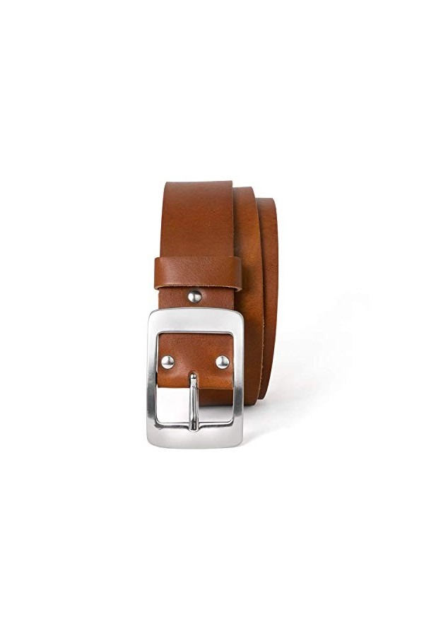 GREEN YARD Ceinture en cuir pour femme noire de 4 cm en cuir très solide, cognac, 115 cm taille-130 cm longueur totale