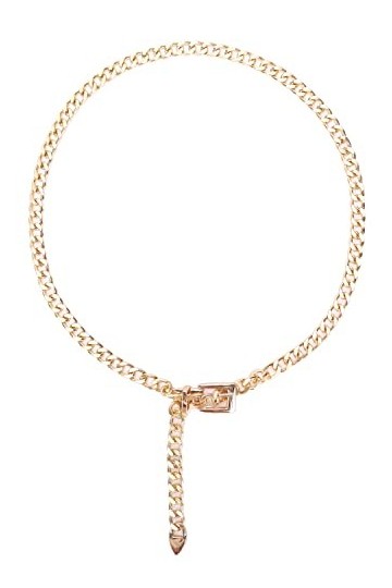 irisaa Ceinture à chaîne pour femme - Ceinture élastique avec fermeture à crochet, Boucle dorée, taille unique