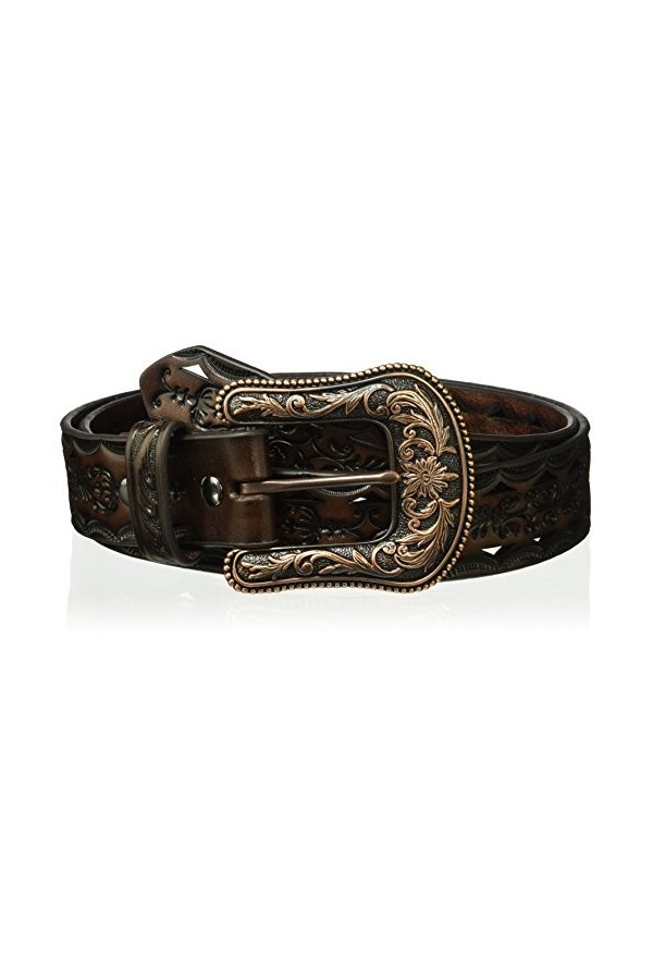 ARIAT Ceinture triangulaire à boucle en cuivre pour femme, marron/noir, Medium
