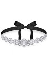 Geosar Ceinture en Cristal Strass Mariage Ceinture en Applique Mariée Noir, Argent 