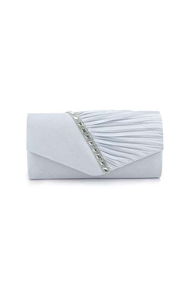 EVEOUT Pochettes et Clutches Sac à Main pour Femme Satin avec Cristal Sac de Soirée Bourse de mariée pour Mariage Noir 