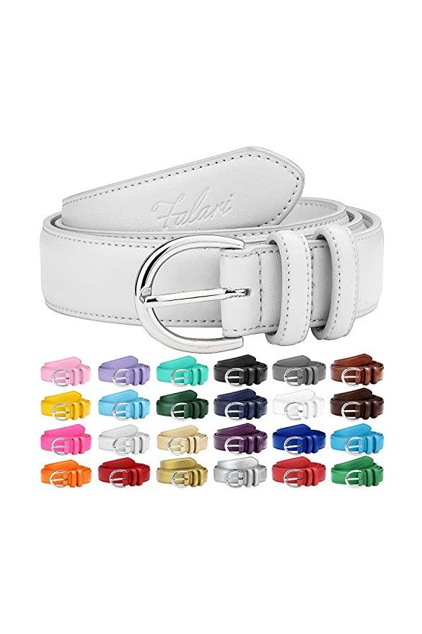 Falari Women Genuine Leather Belt Fashion Dress Belt With Single Prong Buckle 6028-24 Colors