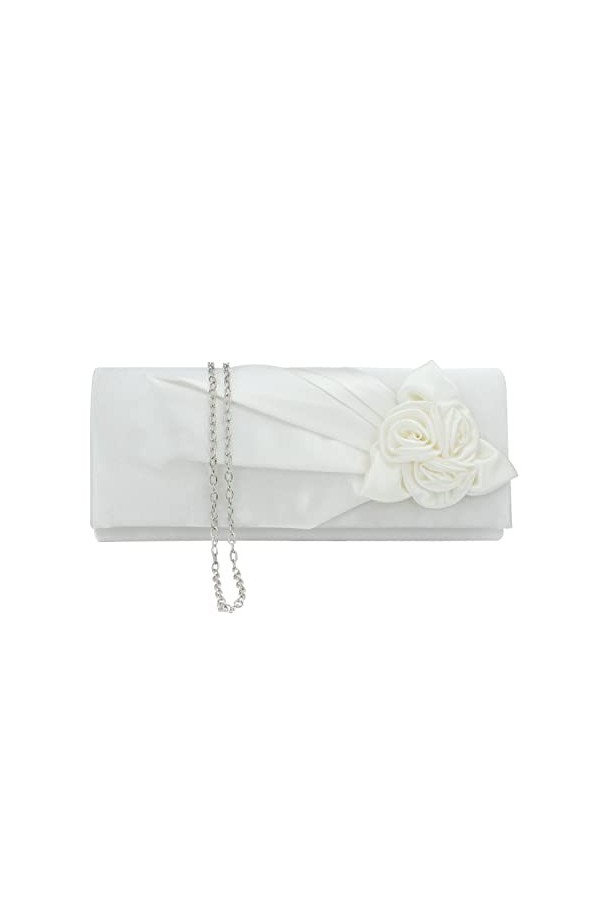 EVEOUT Pochettes et Clutches Sac à Main pour Femme Satin avec Cristal Sac de Soirée Bourse de mariée pour Mariage Noir 
