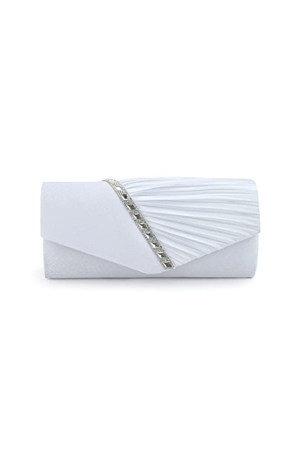 EVEOUT Pochettes et Clutches Sac à Main pour Femme Satin avec Cristal Sac de Soirée Bourse de mariée pour Mariage Noir 
