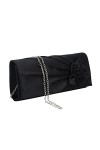 EVEOUT Pochettes et Clutches Sac à Main pour Femme Satin avec Cristal Sac de Soirée Bourse de mariée pour Mariage Noir 