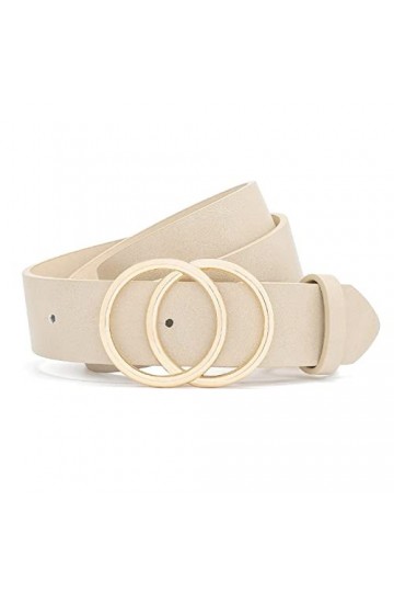 Earnda Ceinture en cuir synthétique souple pour femme - beige - S:taille 69/76 cm
